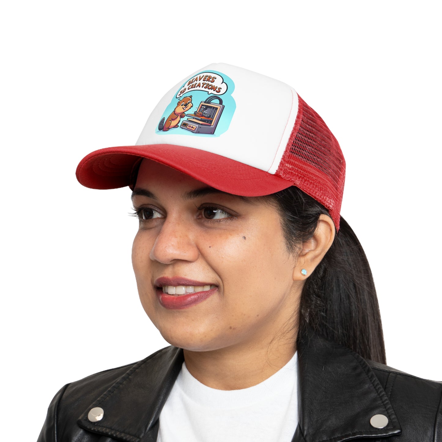 Funny Beaver 3D Printing Mesh Cap, Trucker Hat, Gift for Crafters, Animal Lovers, Unique Dad Hat, Outdoor Gear