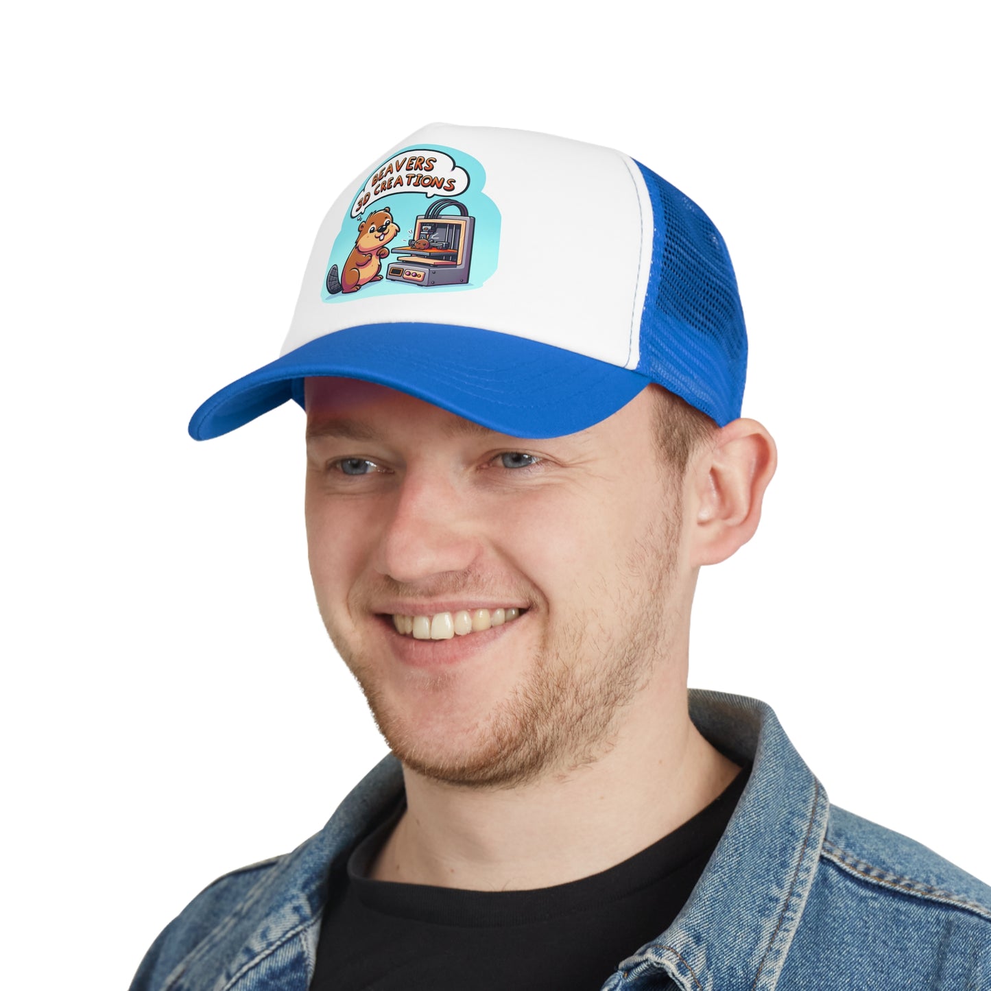 Funny Beaver 3D Printing Mesh Cap, Trucker Hat, Gift for Crafters, Animal Lovers, Unique Dad Hat, Outdoor Gear