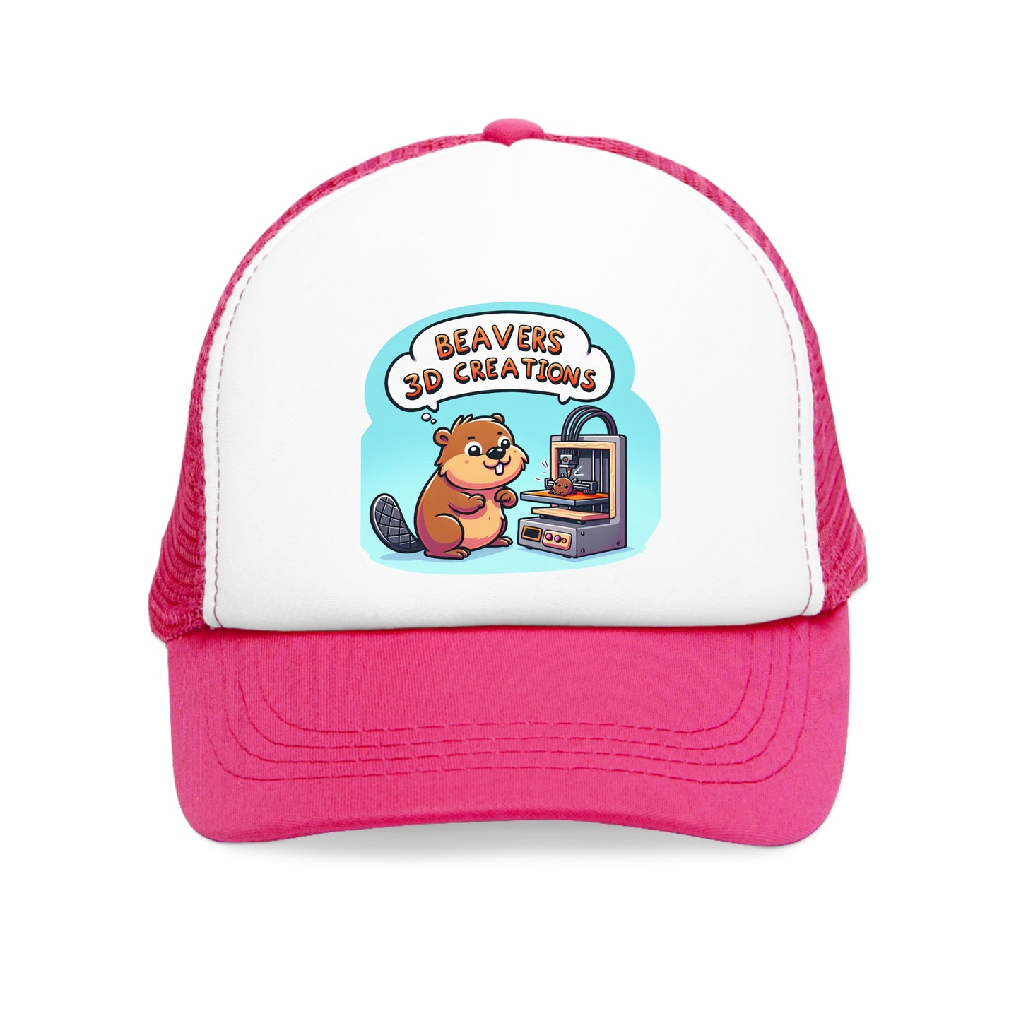 Funny Beaver 3D Printing Mesh Cap, Trucker Hat, Gift for Crafters, Animal Lovers, Unique Dad Hat, Outdoor Gear