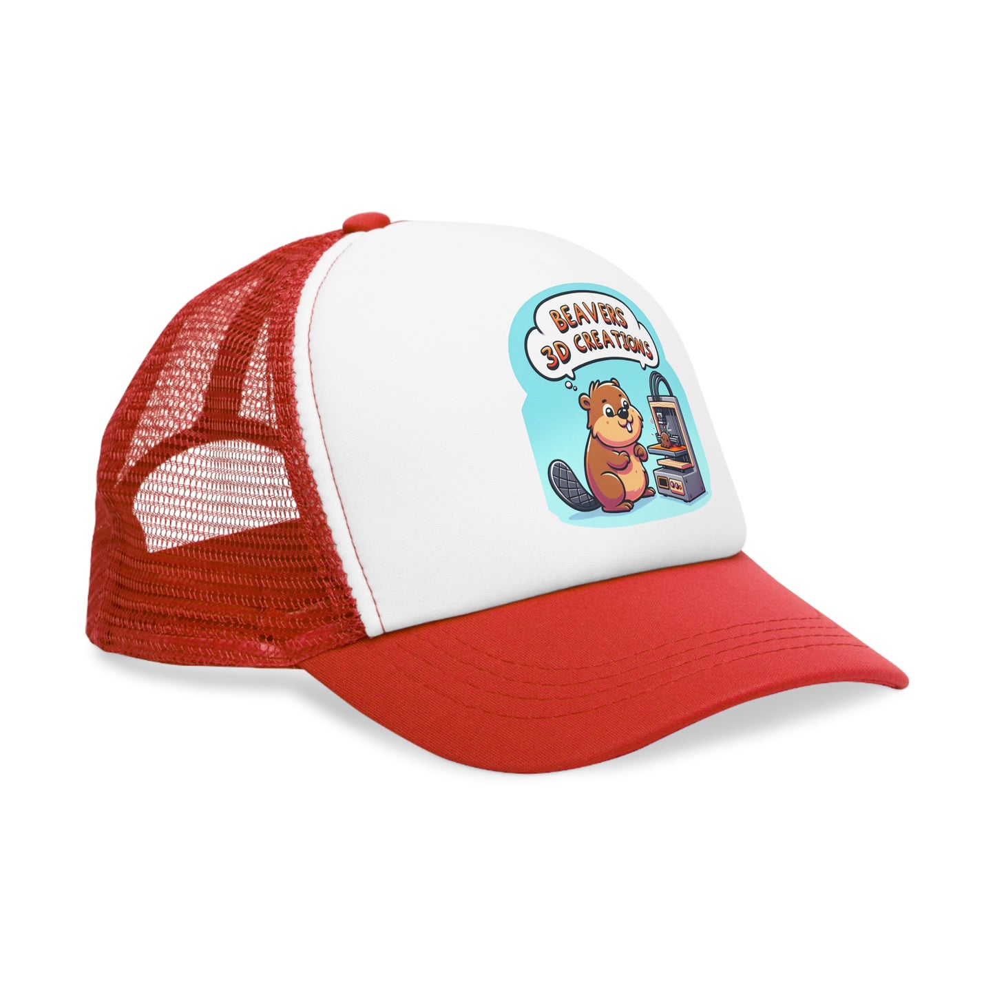 Funny Beaver 3D Printing Mesh Cap, Trucker Hat, Gift for Crafters, Animal Lovers, Unique Dad Hat, Outdoor Gear
