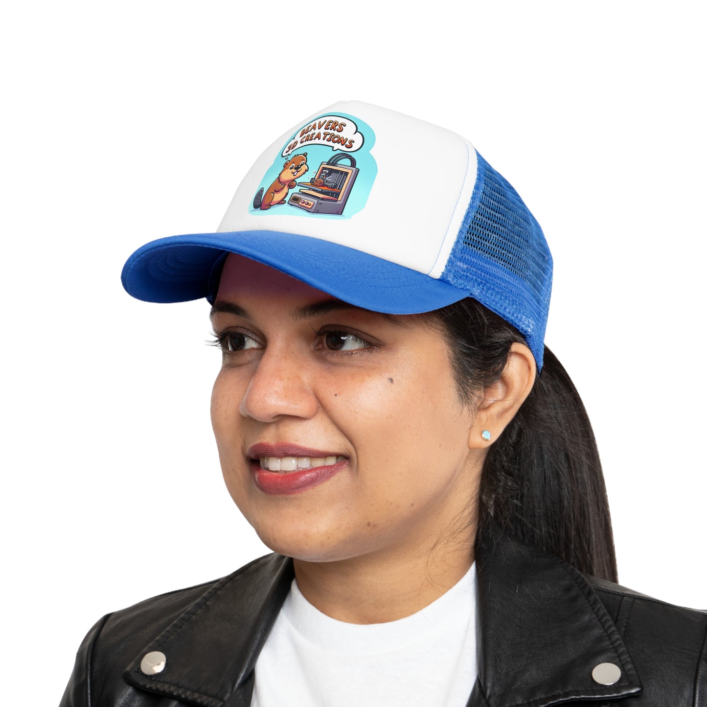 Funny Beaver 3D Printing Mesh Cap, Trucker Hat, Gift for Crafters, Animal Lovers, Unique Dad Hat, Outdoor Gear