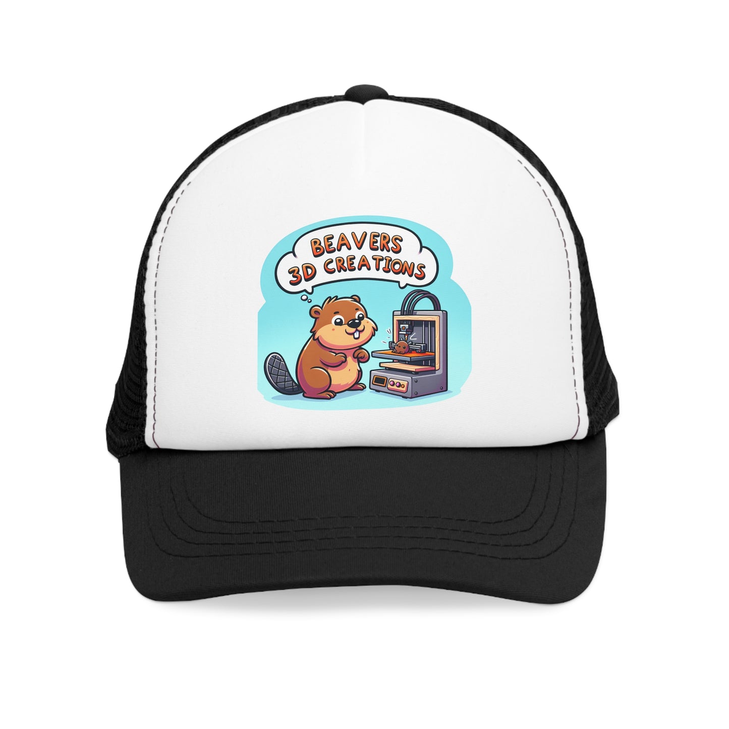 Funny Beaver 3D Printing Mesh Cap, Trucker Hat, Gift for Crafters, Animal Lovers, Unique Dad Hat, Outdoor Gear