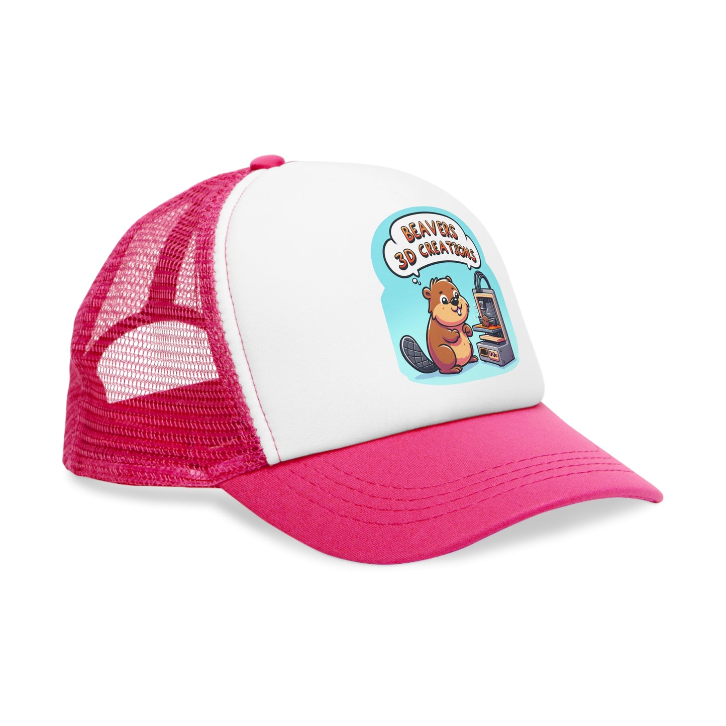 Funny Beaver 3D Printing Mesh Cap, Trucker Hat, Gift for Crafters, Animal Lovers, Unique Dad Hat, Outdoor Gear