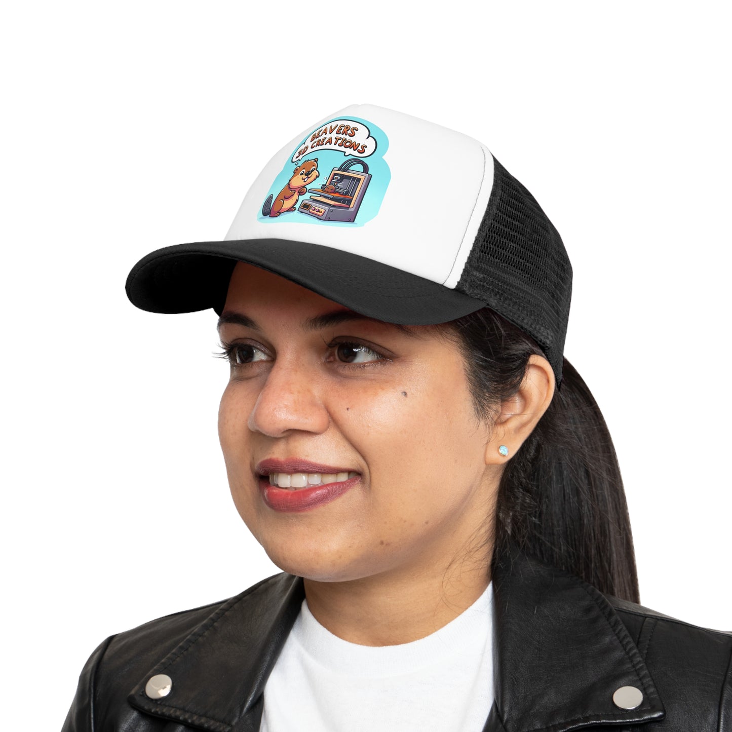 Funny Beaver 3D Printing Mesh Cap, Trucker Hat, Gift for Crafters, Animal Lovers, Unique Dad Hat, Outdoor Gear