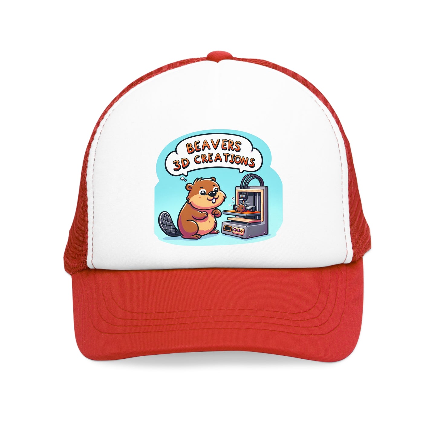 Funny Beaver 3D Printing Mesh Cap, Trucker Hat, Gift for Crafters, Animal Lovers, Unique Dad Hat, Outdoor Gear