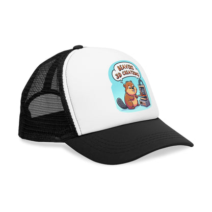 Funny Beaver 3D Printing Mesh Cap, Trucker Hat, Gift for Crafters, Animal Lovers, Unique Dad Hat, Outdoor Gear